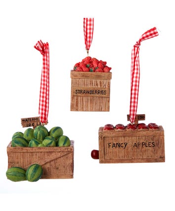 Fruit Crate Ornaments, 3 Assorted