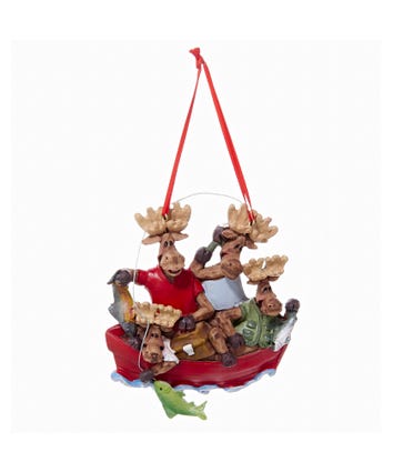 Moose Family of 4 Boat Ornament For Personalization