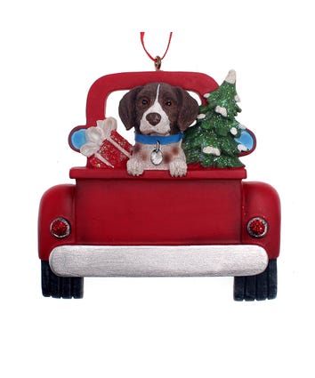 German Shorthaired Pointer In Back Of Truck Ornament For Personalization