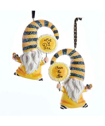 Gnome With Sunflower Ornaments , 2 Assorted