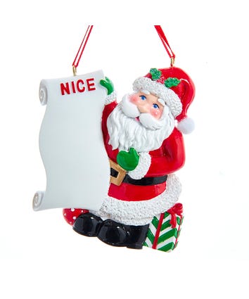 Santa With List Ornament For Personalization