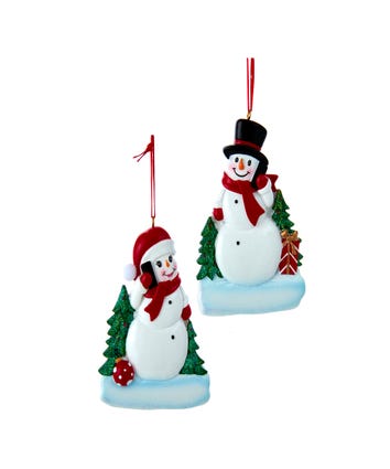 Snowman With Phone Ornament For Personalization, 2 Assorted
