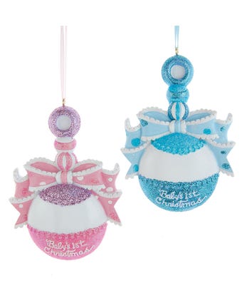Baby's 1st Christmas Rattle Ornaments For Personalization, 2 Assorted