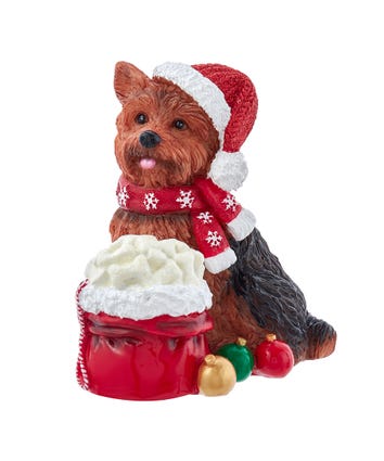 Yorkshire Terrier With Santa Bag Table Piece