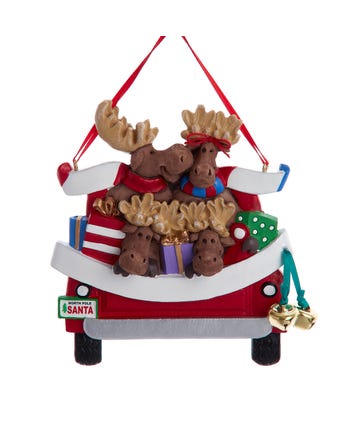 Moose Family Of 4 In Car Ornament For Personalization