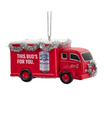 Budweiser® Red Truck With Garland Ornament
