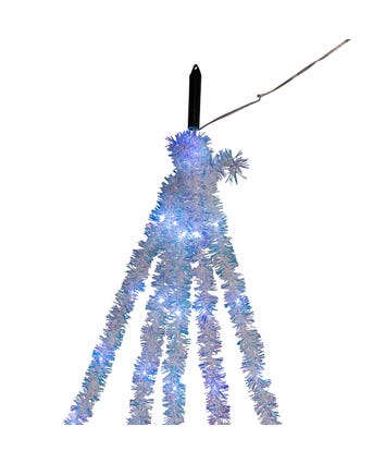 6.5' 100-Light Silver Iridescent Tinsel With Cool White Superbright LED Cascade Light