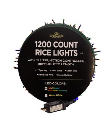 98' 1200-Light Multicolored LED Rice Light Garland