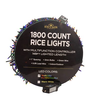 148' 1,800-Light Multicolor 3MM LED Multifunction Rice Lights With Green Wire On Spool