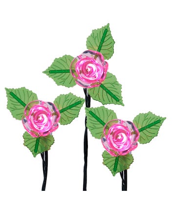 10-Light Pink Rose LED Light Set