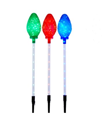 3-Piece Jumbo Multicolor Faceted C9 Yard Stakes