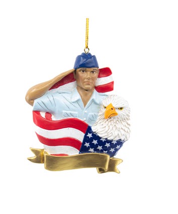 U.S. Air Force™ Hispanic Soldier With Flag Ornament For Personalization