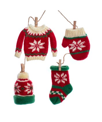 Christmas Knit Ornaments On A String