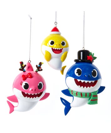 Baby Shark™ Santa Family Ornaments, 3 Assorted