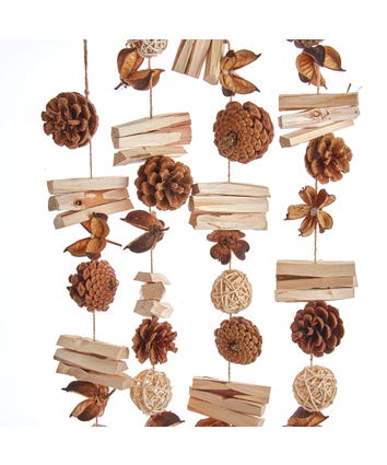 6' Un-Lit Pinecone and Wood Garland