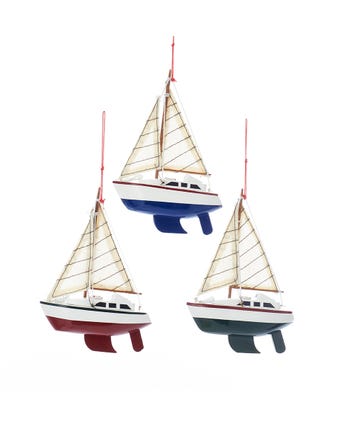 Yacht With Sails Ornaments, 3 Assorted