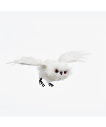 Plush White Flying Owl Ornament