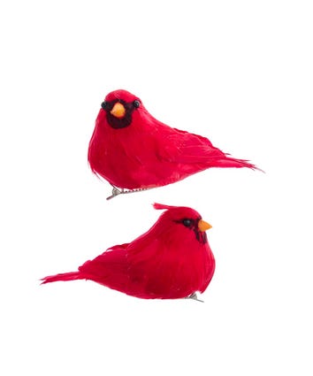 Red Cardinal Clip-On Ornaments, 2 Assorted
