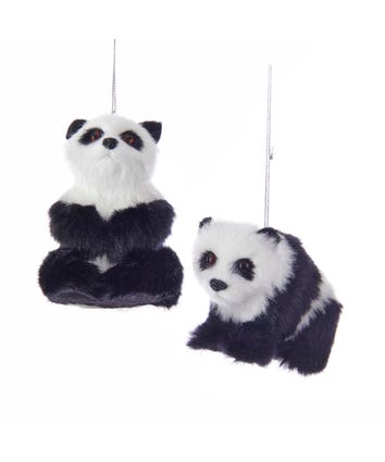 Plush Panda Ornaments, 2 Assorted