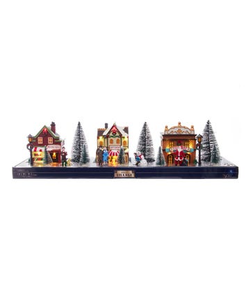 Battery-Operated LED Light-Up Christmas Village Set, 17-Pieces
