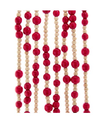 Natural and Red Wooden Bead Garland