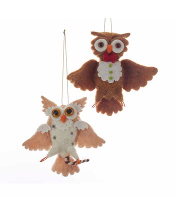 Owl Ornaments, 2 Assorted