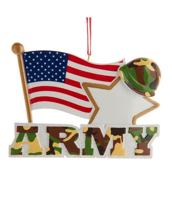 American Flag With Star Army Ornament For Personalization