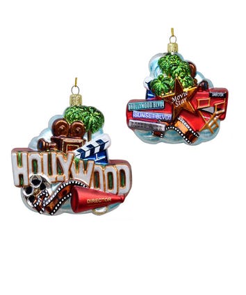 Hollywood Sign Glass Ornament