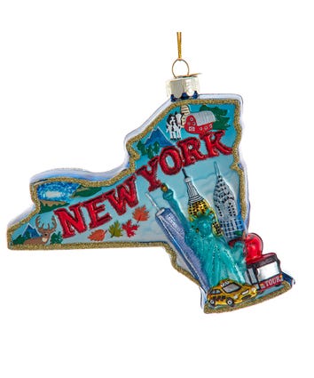 New York Cityscape Glass Map Ornament