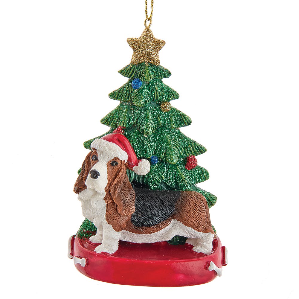 Personalized Dog Breed "Basset Hound" On A Bone Christmas Tree Ornament 