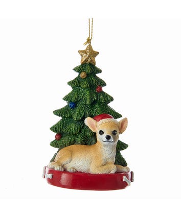 Chihuahua With Christmas Tree Ornament For Personalization