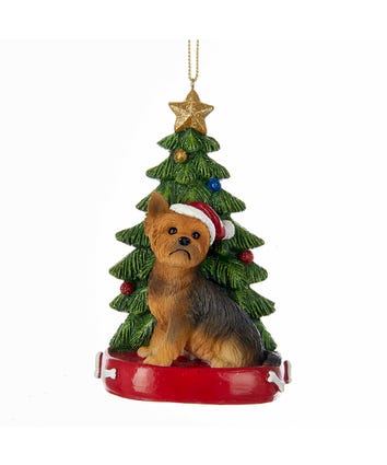 Yorkshire Terrier With Christmas Tree Ornament For Personalization