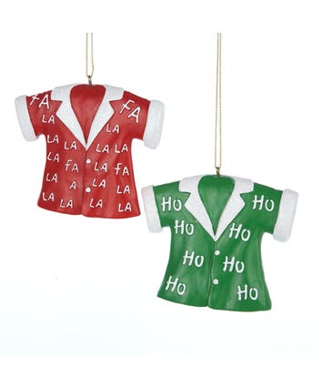 Red and Green Shirt Ornaments, 2 Assorted