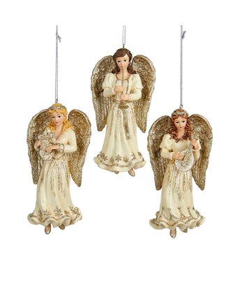 Platinum Angel Ornaments, 3 Assorted