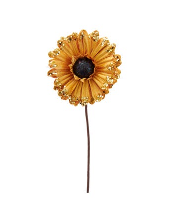 Gold Sunflower With Glitter Pick