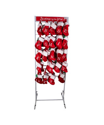 Red Letter Stockings With Plush White Cuff 150-Piece Rack Display