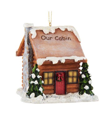 Battery-Operated Log Cabin LED Lighted Ornament