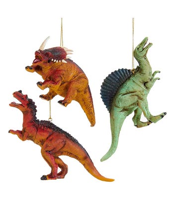 Dinosaur Ornaments, 3 Assorted