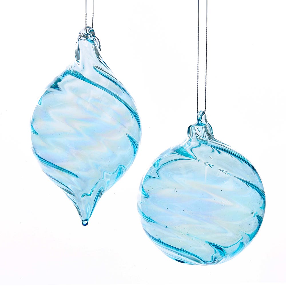 KurtAdler - glass-ice-blue-swirl-ornaments-2-assorted