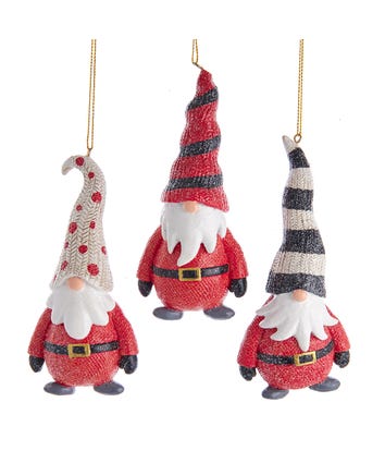 Long Hat Gnome Ornaments, 3 Assorted