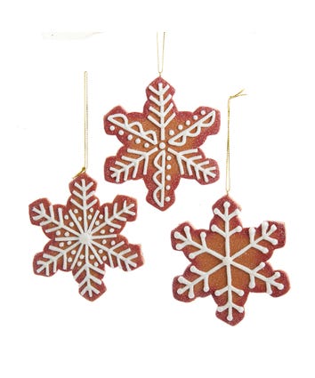 Gingerbread Snowflake Ornaments, 3 Assorted