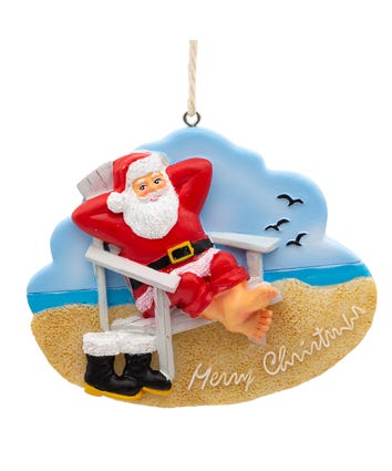 Santa In Beach Chair Ornament