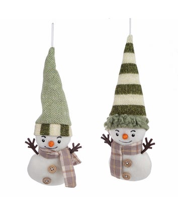 Sage and Neutral Snowman Ornaments, 2 Assorted