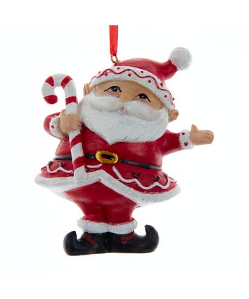 Santa With Candy Cane Ornament