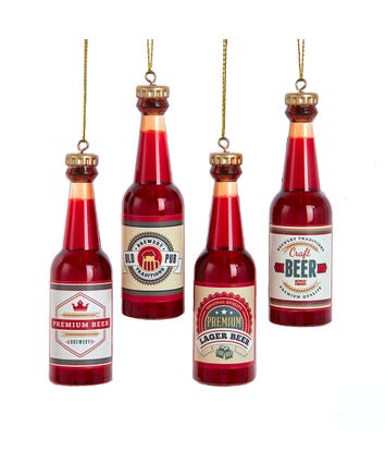 Beer Bottle Ornaments, 4 Assorted