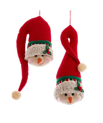 Snowman Head Ornaments, 2 Assorted