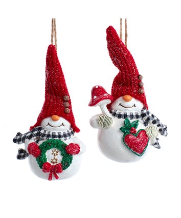 Snow Gnome Ornaments, 2 Assorted