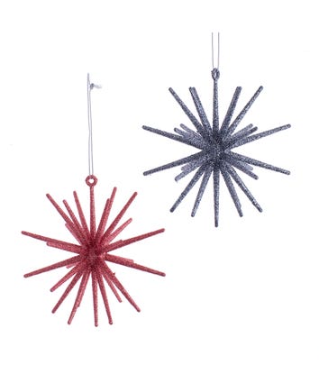 Pink and Gray Starburst Ornaments, 2 Assorted