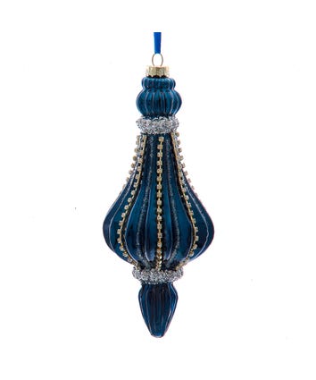Glass Dark Blue Drop Ornament