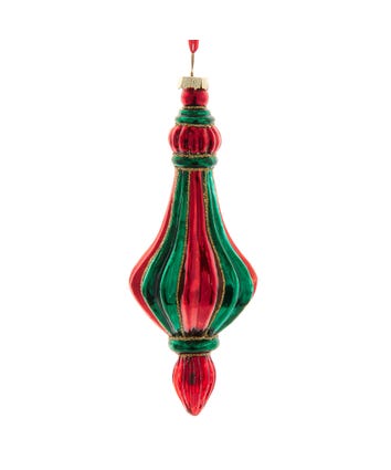 Glass Red and Green Finial Ornament